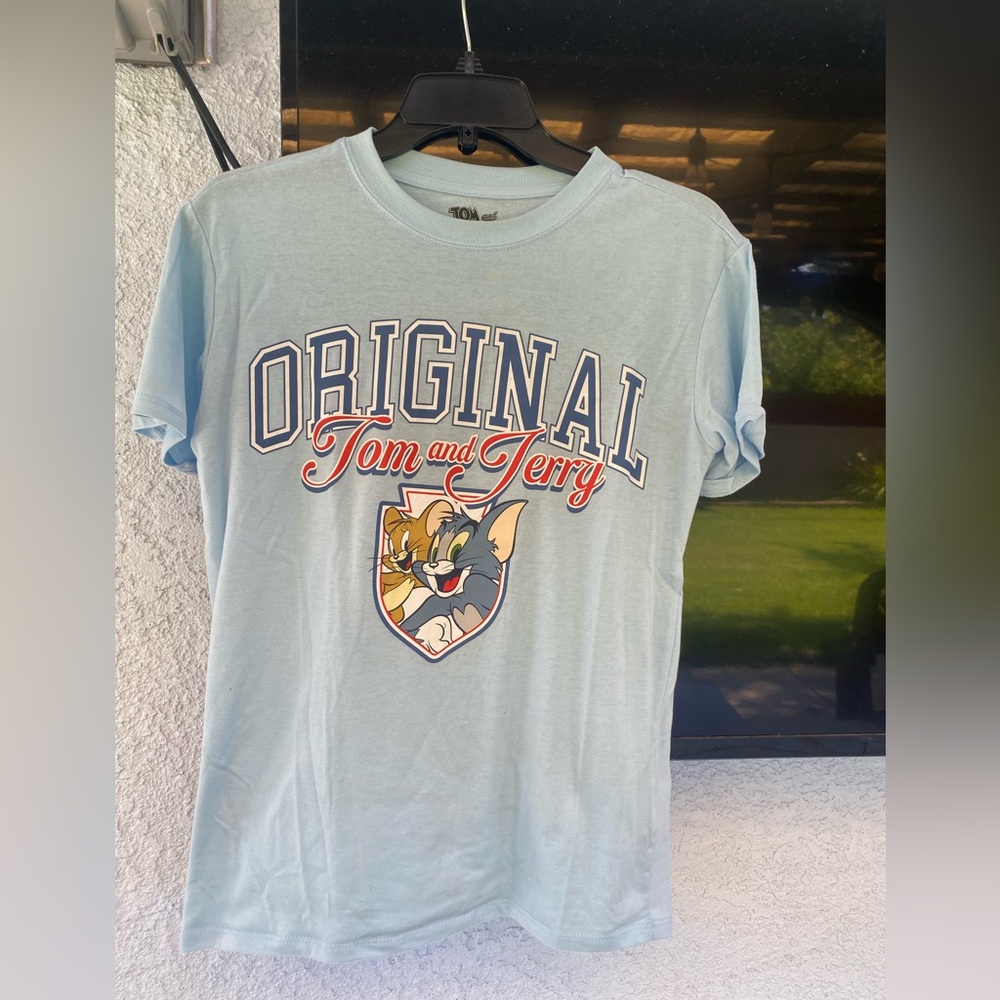 Original Tom and Jerry Graphic Tee - Light Blue SZ XXS Oversized